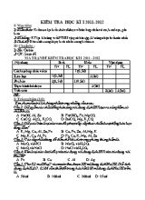 Kiểm tra học kì I năm học 2011 - 2012 môn Hóa học 9